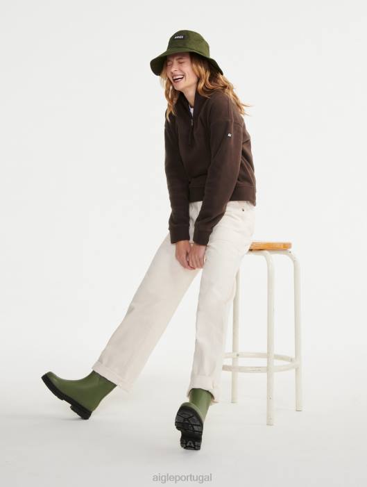 Aigle mulheres lã com zíper cacau roupas D4DF585