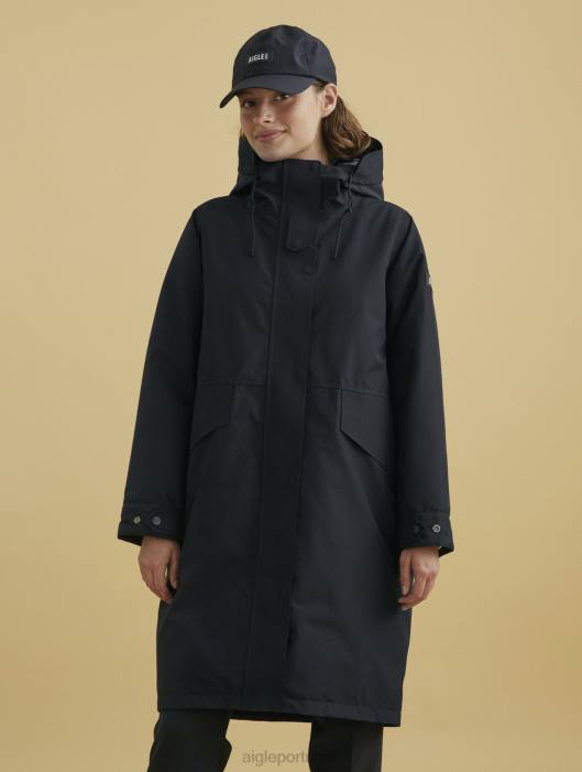 Aigle mulheres parka gore-tex bem quentinha preto roupas D4DF675