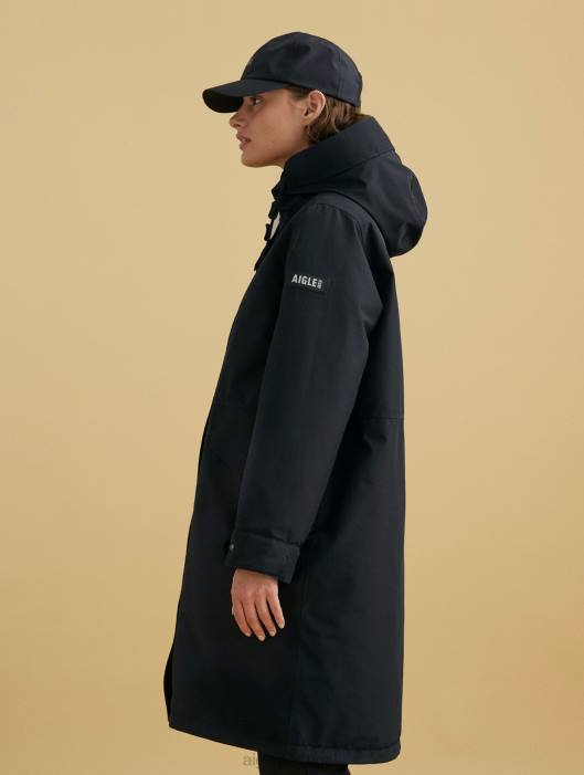 Aigle mulheres parka gore-tex bem quentinha preto roupas D4DF675