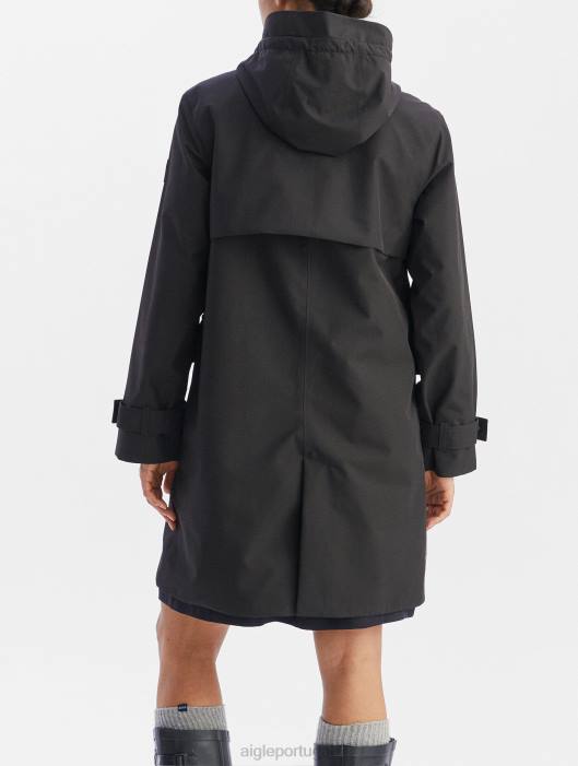 Aigle mulheres parka gore-tex longa preto roupas D4DF427