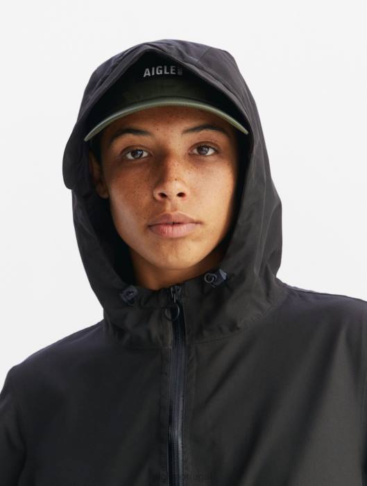 Aigle mulheres parka gore-tex longa preto roupas D4DF427