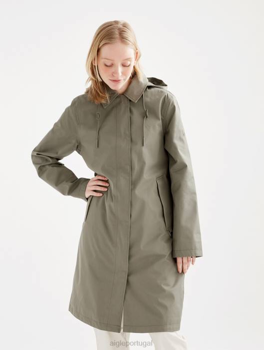 Aigle mulheres parka longa com capuz mtd taillis roupas D4DF495