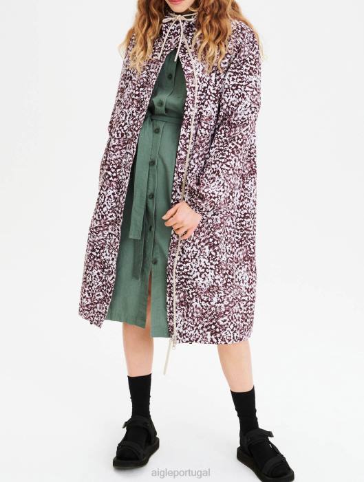 Aigle mulheres parka longa embalável estampada bombom pr roupas D4DF633