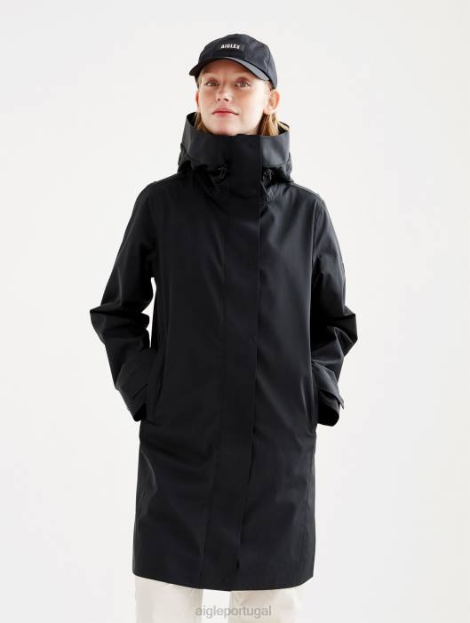 Aigle mulheres parka longa mtd preto roupas D4DF440