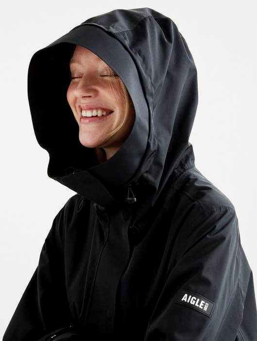 Aigle mulheres parka longa mtd preto roupas D4DF440