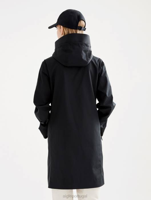 Aigle mulheres parka longa mtd preto roupas D4DF440