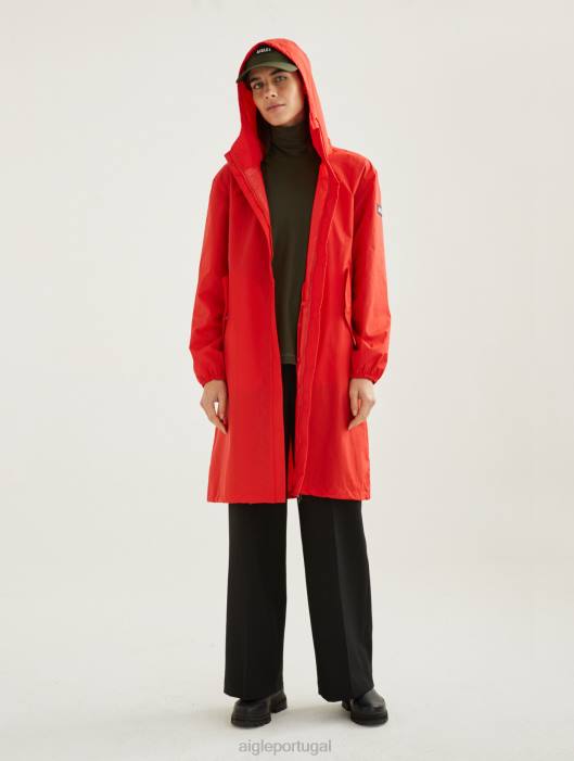 Aigle mulheres parka mtd com capuz longo papoula roupas D4DF502