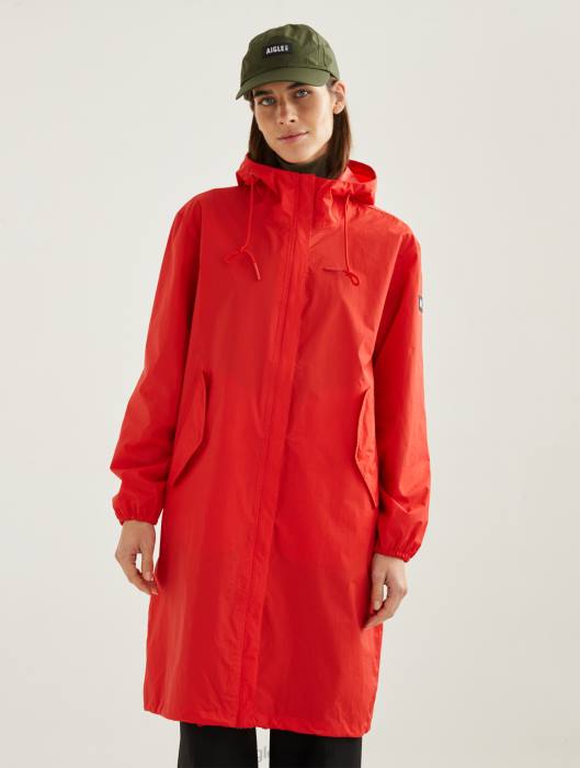Aigle mulheres parka mtd com capuz longo papoula roupas D4DF502