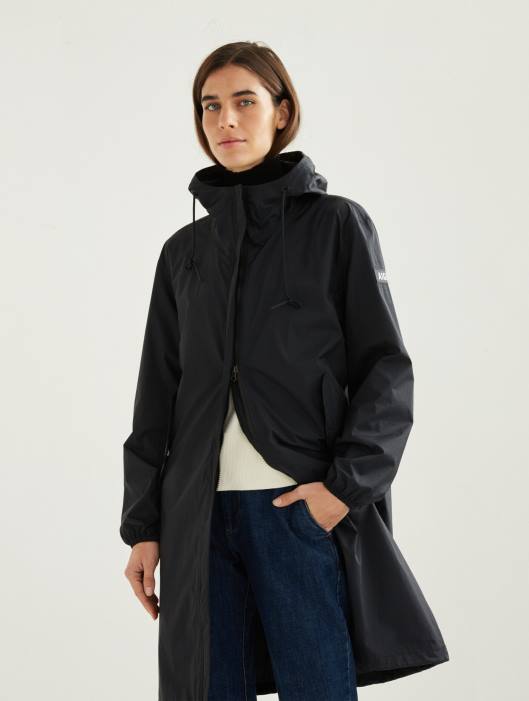 Aigle mulheres parka mtd com capuz longo preto roupas D4DF481