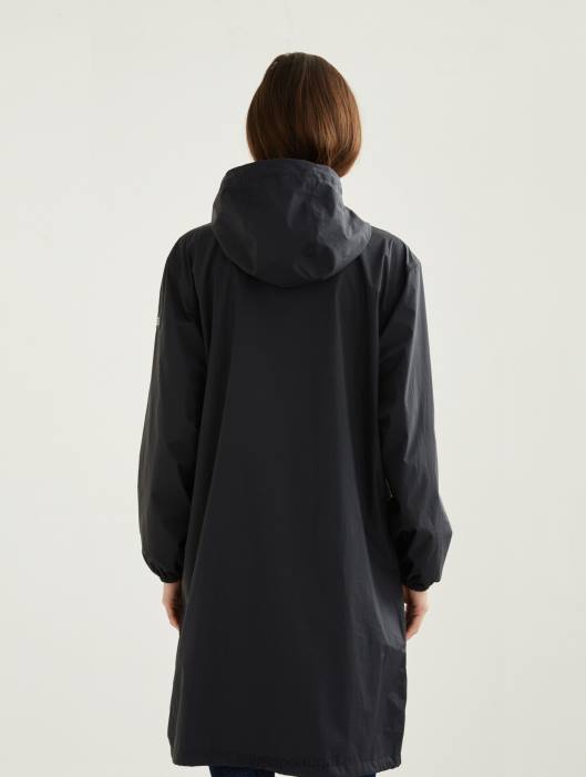 Aigle mulheres parka mtd com capuz longo preto roupas D4DF481