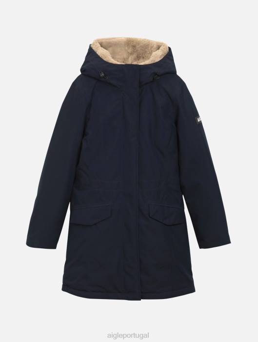 Aigle mulheres parka muito quente e gore-tex marinho roupas D4DF714