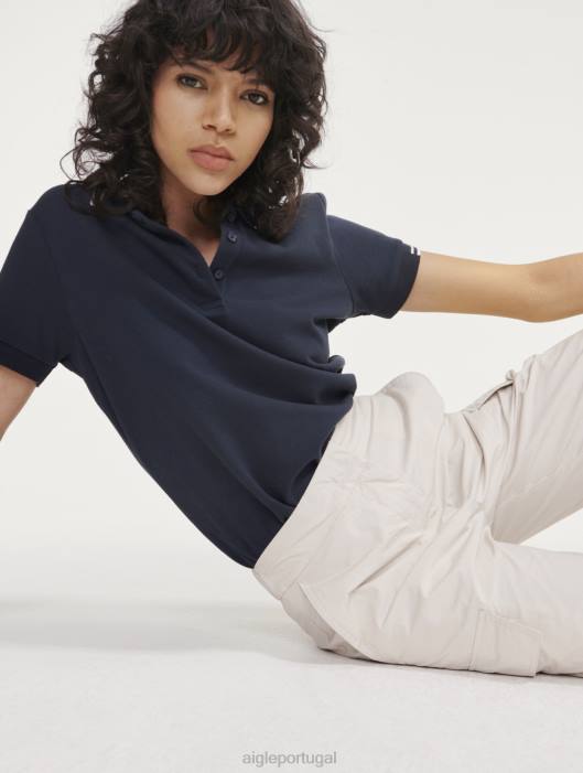 Aigle mulheres camisa pólo piqué manga curta Império roupas D4DF468
