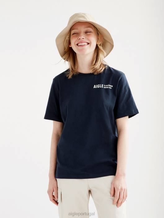 Aigle mulheres camiseta gola redonda em algodão orgânico Império roupas D4DF571