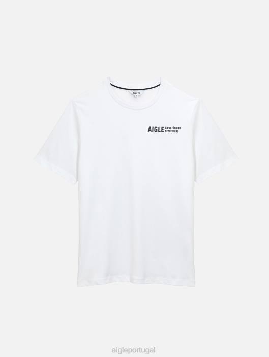 Aigle mulheres camiseta gola redonda em algodão orgânico branco roupas D4DF588