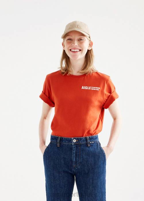 Aigle mulheres camiseta gola redonda em algodão orgânico goji roupas D4DF546