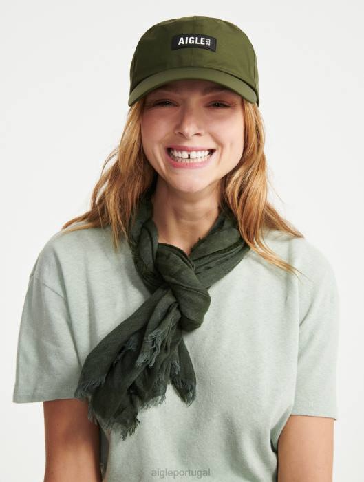 Aigle mulheres camiseta manga curta em mescla de linho reseda roupas D4DF686