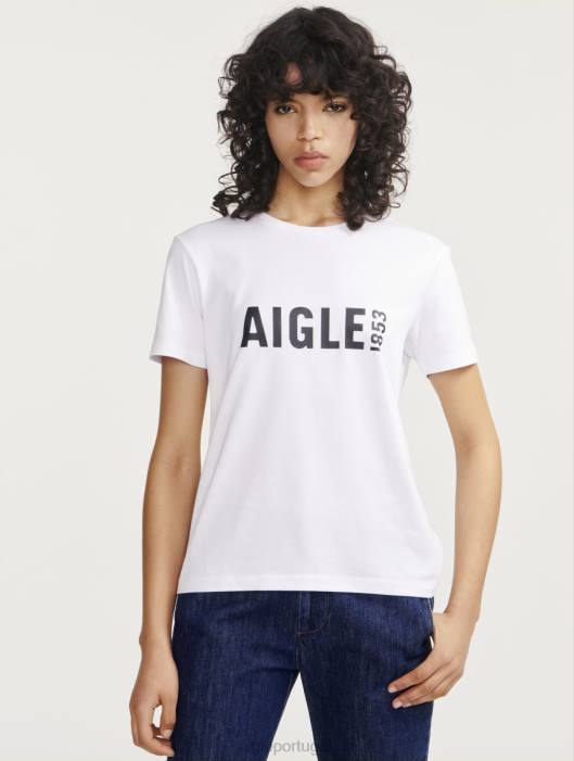 Aigle mulheres camiseta manga curta estampada pyratex leite roupas D4DF699