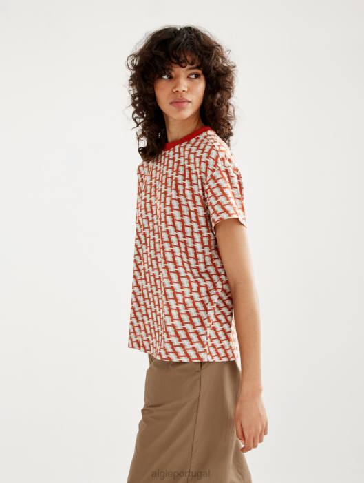 Aigle mulheres camiseta manga curta toda goji pr roupas D4DF574