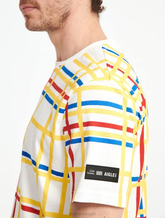 Aigle x Centre Pompidou mulheres camiseta gola redonda Mondrian roupas D4DF10