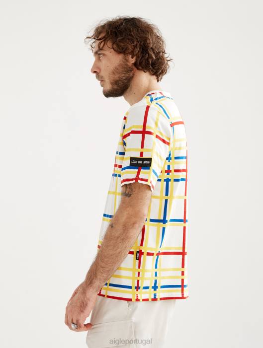 Aigle x Centre Pompidou mulheres camiseta gola redonda Mondrian roupas D4DF10