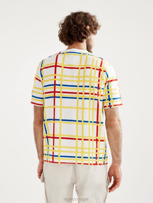 Aigle x Centre Pompidou mulheres camiseta gola redonda Mondrian roupas D4DF10
