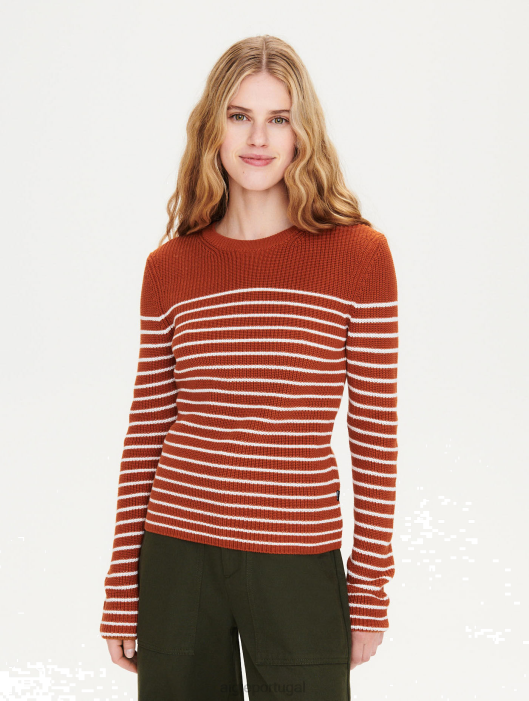 Aigle mulheres suéter de marinheiro em algodão orgânico ponto marrom dourado roupas D4DF656