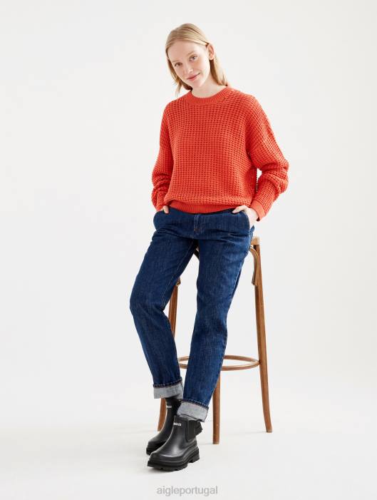 Aigle mulheres suéter decorativo de malha de manga comprida Harissa roupas D4DF529