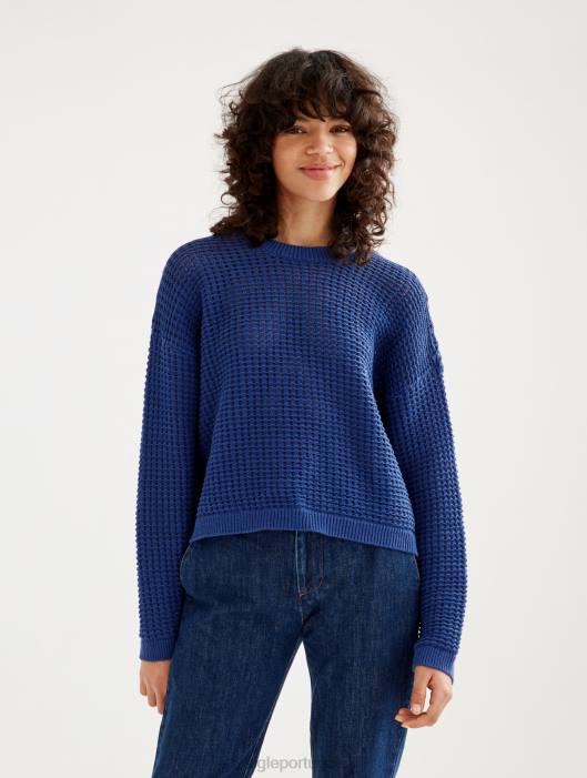 Aigle mulheres suéter decorativo de malha de manga comprida encrebleu roupas D4DF541