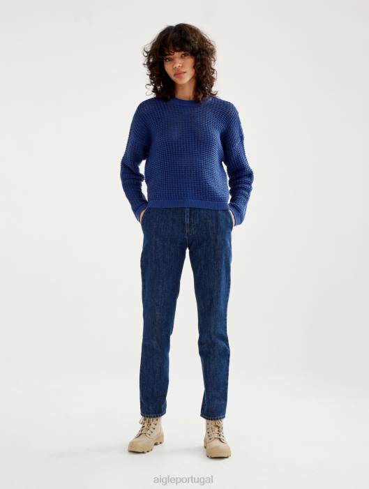 Aigle mulheres suéter decorativo de malha de manga comprida encrebleu roupas D4DF541