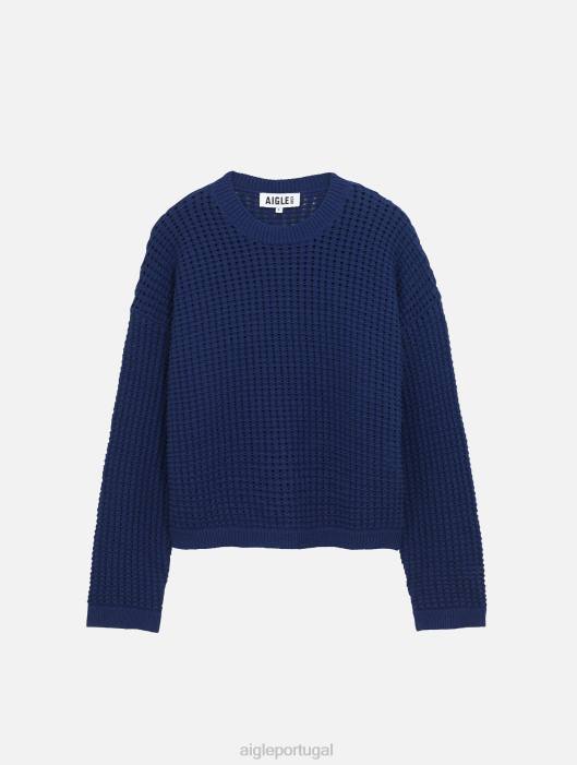 Aigle mulheres suéter decorativo de malha de manga comprida encrebleu roupas D4DF541