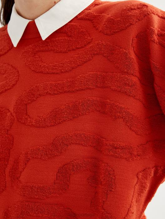 Aigle mulheres suéter gola redonda com jacquard vermiculado goji roupas D4DF532