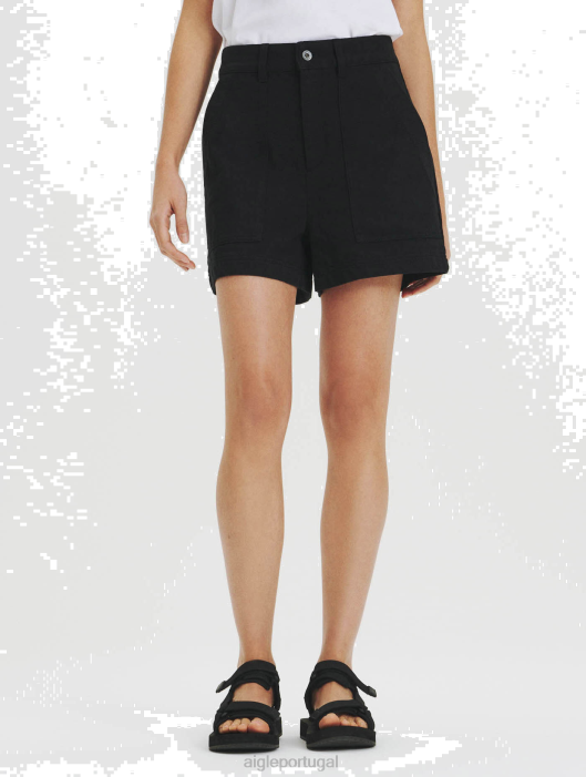 Aigle mulheres Shorts com design ecológico 100% algodão Ônix preto roupas D4DF681