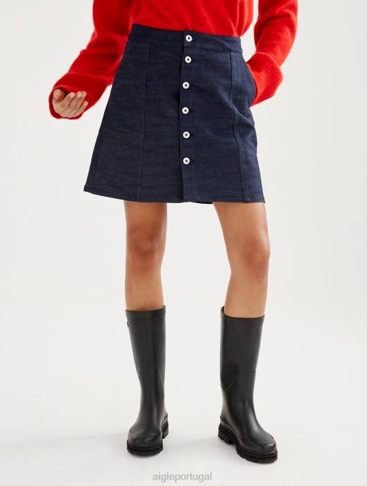 Aigle mulheres saia jeans curta feita na França jeans roupas D4DF703