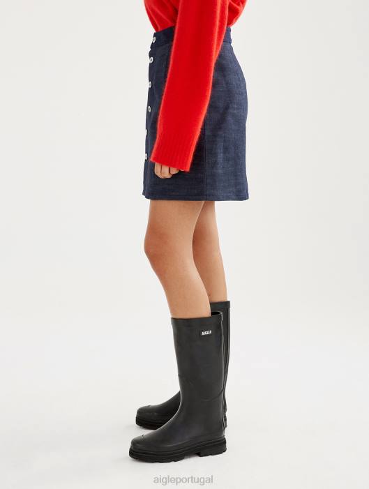 Aigle mulheres saia jeans curta feita na França jeans roupas D4DF703