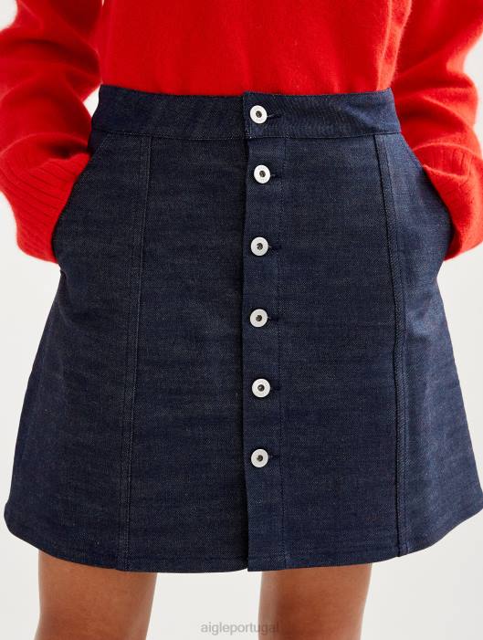Aigle mulheres saia jeans curta feita na França jeans roupas D4DF703