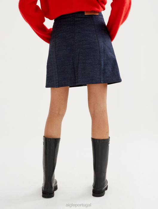 Aigle mulheres saia jeans curta feita na França jeans roupas D4DF703