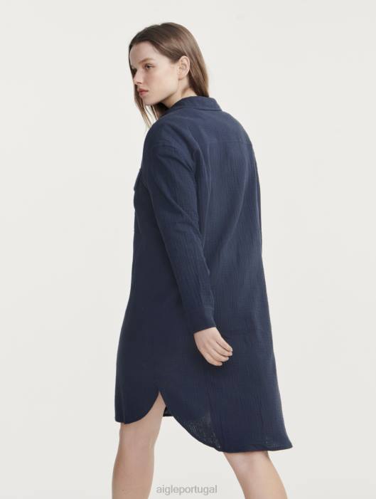 Aigle mulheres vestido camisa de gaze de algodão Império roupas D4DF445
