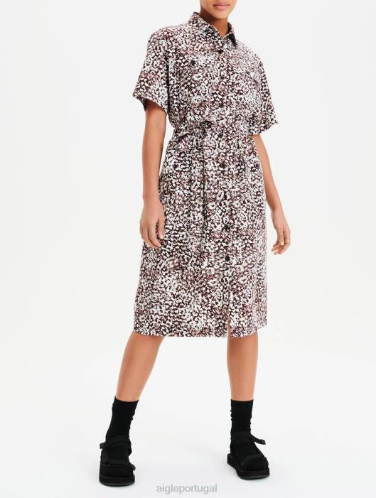 Aigle mulheres vestido camisa tencel e algodão versão estampada bombom pr roupas D4DF641