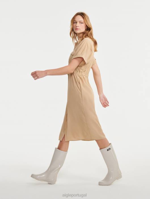 Aigle mulheres vestido de camisa de manga curta vime roupas D4DF687