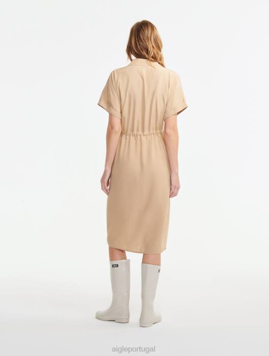 Aigle mulheres vestido de camisa de manga curta vime roupas D4DF687