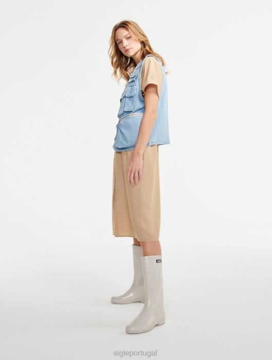 Aigle mulheres vestido de camisa de manga curta vime roupas D4DF687