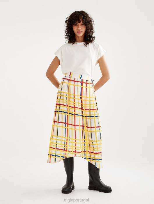 Aigle x Centre Pompidou mulheres saia plissada Mondrian roupas D4DF583