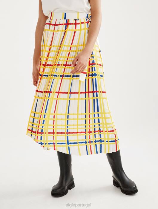 Aigle x Centre Pompidou mulheres saia plissada Mondrian roupas D4DF583