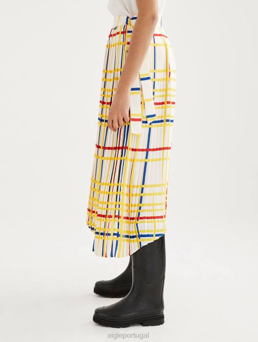 Aigle x Centre Pompidou mulheres saia plissada Mondrian roupas D4DF583