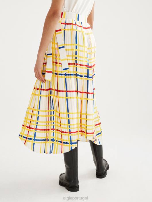 Aigle x Centre Pompidou mulheres saia plissada Mondrian roupas D4DF583
