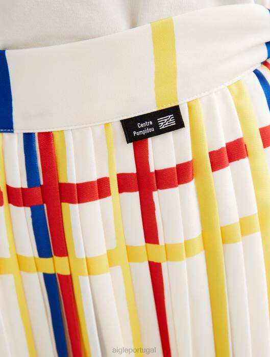 Aigle x Centre Pompidou mulheres saia plissada Mondrian roupas D4DF583