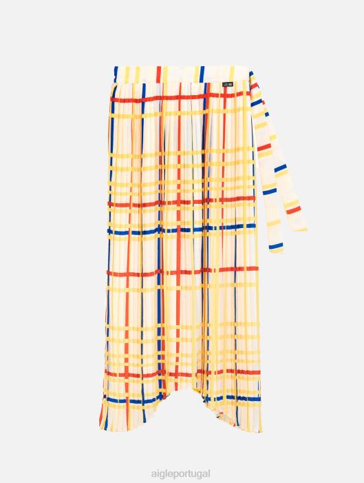 Aigle x Centre Pompidou mulheres saia plissada Mondrian roupas D4DF583
